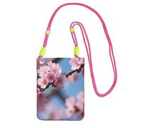 Beautiful Cherry Blossoms Print Crossbody Bag For Women, Shoulder Bag Purse, Travel Sport Mini Phone Bag, Phone Wallet, Fuchusia, One Size