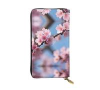 beautiful cherry blossoms Print Leather Long Clutch Wallet – Fashionable Personalized Wallet, Multiple Card Slots, Gift Ready, Black, One Size, Black, One Size
