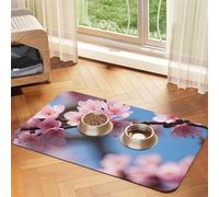 Beautiful Cherry Blossoms Print Pet Feeding Mat Dog Mat for Food and Water Bowl Dogs Water Dispenser Mat Dogs Accessories