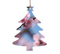 Beautiful Cherry Blossoms Print Wooden Christmas Ornaments Hanging Xmas Tree Home Party Fireplace Decorations