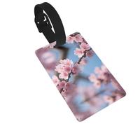 Beautiful Cherry Blossoms Printed Small Luggage Tags Portable Bag ID Holders with Adjustable Strap for Travel Gear