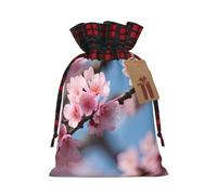 Beautiful Cherry Blossoms Printing Eco-Friendly Xmas Drawstring Versatile Gift Bags Christmas Birthday Wrapping Needs