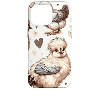 Beautiful Chickens Pattern Aesthetic Silkie Chicken Case for iPhone 16 Pro