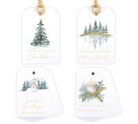 Beautiful Christmas Gift Tags - 48 Quality Paper Labels with Rope for Personalizing Your Holiday Presents - Spread Joy and Cheer with These Festive Christmas Name Tags