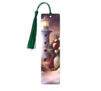 Beautiful Christmas Image Printed Metal Bookmarks M - Dark Green Lightweight Aluminium Book Marker for Books, Journals & Gifts, Ideal Book Lovers, Holiday Decor & Crafts