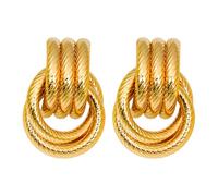 Beautiful Chunky Gold Knot Earrings, Gold Statement Geometric Dangle Drop Earrings for Women, Chunky Trendy Knot Stud, Two-Tone Knot Dangle Earrings