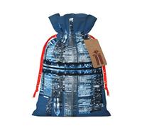 Beautiful City At Night Print Drawstring Bags Burlap Gifts Bag With Drawstring Gift Bags For Wedding/Party/Festival/Storage