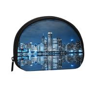 Beautiful City at Night Print Portable Mini Storage Bag Shell Shaped Wallet Small Coin Wallet Shell Storage Bag