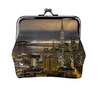 Beautiful City Night View Full Double-Sided Printed Pattern Women's and Girls' Fashionable Leather Kiss Lock Coin Purse Card Bag