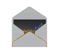 Beautiful City Print Horizontal Gold-Edged Pearl Greeting Card W/Envelope-Holiday,Birthday,Anniversary,Party(2pcs)