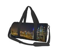 Beautiful City Print Round Duffel Bag, Canvas Overnight Travel Tote Bag, Waterproof and Tear-Resistant.Foldable Weekend Travel Bag