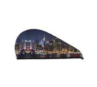 Beautiful City Sky line Bath Shower Cap for Women Coral Velvet Dry Hair Cap Absorbent Fast Drying Towels