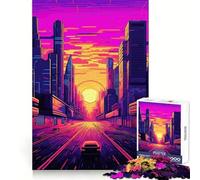 Beautiful Cityscape Sunset Jigsaw Puzzles 1000 Piece for Adults Logical Skill Relaxing Pastime Precise Join Cozy Xmas Gift (38x26cm)