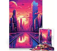 Beautiful Cityscape Sunset Jigsaws 1000 Pieces for Teenagers Creative Think Easy Enjoyment Exact Edges Xmas Present (50x75cm)