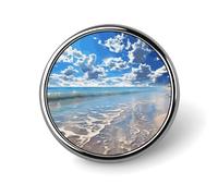 Beautiful Cloud Beach Badges Decorative, Durable Aluminum Alloy Round Badge, Lightweight Button Brooch for Shirts, Jackets, Hats, Uniforms 1"