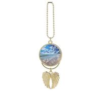 Beautiful Cloud Beach Car Pendant, Rear View Mirror Hanging Ornament, Auto Decor for Rearview Mirror, Keychain Golden-Style