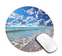 Beautiful Cloud Beach Mouse Pad Waterproof Gaming Mousepad with Non-Slip Rubber Base Round Computer Mouse Mat for Office Latop Mousepads Washable Cloth Desk Pad 8 x 8 in