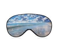 Beautiful Cloud Beach Sleep Mask with Adjustable Strap, Comfortable & Soft Eye Mask for Sleeping Light Blocking, Lightweight & Breathable Eye Cover for Men Women