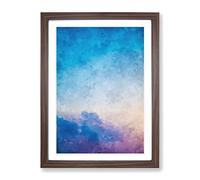 Beautiful Clouds At Sunset Painting Modern Framed Print | A4 Walnut Framed Wall Art | Ready to Hang | Modern Landscape Picture | Living Room Bedroom Lounge Office