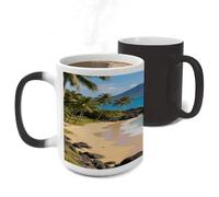 Beautiful Coastline of Volcanic Island Color Changing Mug Heat Changing Coffee Mug Funny Magic Cup Heat Sensitive Travel Mugs Novelty Coffee Cups Personalized Customized Gift for Men Women 11 Oz
