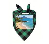 Beautiful Coastline of Volcanic Island Dog Bandana Plaid Triangle Pets Scarf