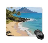 Beautiful Coastline of Volcanic Island Mouse Pad Square Laptop Mouse Mat Cute Computer Mousepad Keyboard Pad Non-Slip Desk Pads for Gaming Office Work Home 20 * 25cm