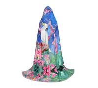 Beautiful Cockatoo Bird Flower Hooded Cape For Teenagers, Unisex Cloak Robe Hooded Halloween Costume Satin Witches Vampire Cloak Fancy Dress Up Children