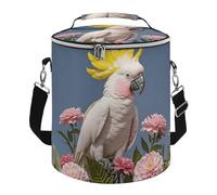 Beautiful Cockatoo Bird Flower Lunch Bag, 15L Portable Leakproof Picnic Basket with Shoulder Strap, Insulated Picnic Cooler Bag for Camping, Beach, Hiking & Groceries
