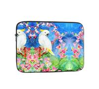 Beautiful Cockatoo Bird Flower Patterned 17 inch computer bag, portable computer storage bag, suitable for business trips and commuting