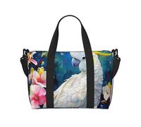 Beautiful Cockatoo Bird Flower Print Travel Duffel Bag, Lightweight Water-Resistant Weekender Spacious Gym & Travel Bag for Men, Women & Teens