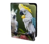 Beautiful Cockatoo Bird Flower print Travel Wallet Passport Holder Case for Family Leather Passport Cover for Men Women, Black, One Size