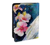 Beautiful Cockatoo Bird Flower Printed Passport Holder - 6.5 x 4.5 Inch RFID Blocking Travel Wallet,Stylish Passport Cover,Lightweight Document Organizer for Cards