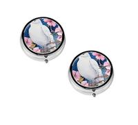 (Beautiful Cockatoo Bird Flower) Round Pill Box with 3 Compartment Small Pill Organizer Portable Pill Case Vitamin Containers, Travel Essentials 4.6x4.6x1.8 cm