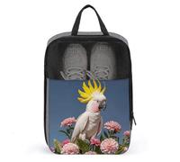 Beautiful Cockatoo Bird Flower Shoe Bag Waterproof & Breathable Shoe Pouch for Travel, Portable Carry Case for Sports Sneakers, Gym, Vacation