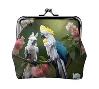 Beautiful Cockatoo Bird Flower small wallets woman,wallets for women,coin purse for women,small womens wallet,with zipper and kiss lock, Black, One Size, Art Deco