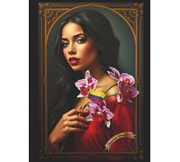 Beautiful Colombian Woman with Cattleya Trianae Orchid & Flag, Dot Grid Journal