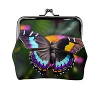 Beautiful Colorful butterflys small wallets woman,wallets for women,coin purse for women,small womens wallet,with zipper and kiss lock, Black, One Size, Art Deco