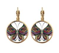 Beautiful Colorful Decorative Wings Gold Clip On Drop Earrings Non Piercing Dangle Jewelry