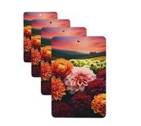 Beautiful Colorful Flowers Car Air Fresheners Cards 4 Pcs Hanging Fragrance Scented Cards Long-Lasting Car Aromatherapy Tablets for Wardrobe Bathroom Car Interior Mirror Pendant Gifts