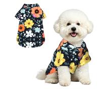 Beautiful colourful flowers Breathable Hawaiian Dog Shirt Summer Button Up Top for Small Medium Dogs L