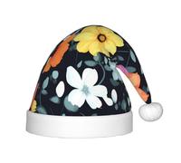 Beautiful colourful flowers Christmas Hat - Classic Santa Xmas & New Year Party Headwear - Perfect for Holiday Celebrations, Halloween