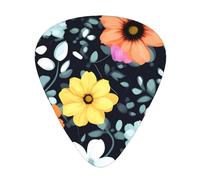 Beautiful Colourful Flowers Guitar Plectrum Set Of 12, Including 3 Thicknesses Of Plectrums For Acoustic Guitars, &Ukuleles And More.
