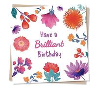Beautiful Colourful Flowers Happy Birthday Card - Special Card For Your Family and Friends - Sincere and Heartfelt Greetings Wish for All - Made in UK