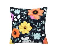 Beautiful Colourful Flowers Pillow Cover, 16"X16", Square Decorative Pillow For Sofa, &Living Room, Bed And Home Decor.