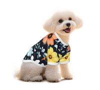 Beautiful colourful flowers Print Pure Cotton Pet T-Shirt, Dogs & Cats Comfy Tee Vest, for Small Medium Summer Winter Clothes