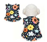 Beautiful colourful flowers Ruffle Dog Dress Frilly Sleeveless Breathable Summer Party for Small Dogs Cats XS