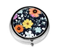 Beautiful Colourful Flowersa Small Three-Compartment Medicine Box That Can Be Placed in Your Pocket Or Purse and Can Store Vitamins.