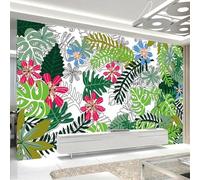 Beautiful Colourful Hand Painted Plants Leaves Flowers 3D Wallpaper Silky Texture Home Study Office Grey Dining Room Sofa Bedroom Living Room TV Backdrop-350cm×256cm
