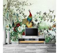 Beautiful Colourful Plants Peony Flowers Large Trees Flying Birds 3D Wallpaper Premium Textured Silk Study Dining Living Room Bedroom Sofa TV Wall Easy Install-200cm×140cm