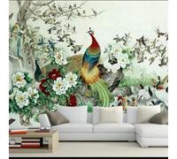 Beautiful Colourful Plants Peony Flowers Large Trees Flying Birds 3D Wallpaper Silky Texture Home Study Office Grey Dining Room Sofa Bedroom Living Room TV Backdrop-250cm×170cm